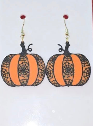 Pumpkins and cobweb earrings