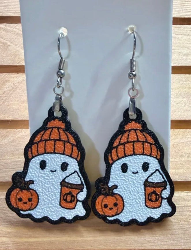 Pumpkin spice ghosting earrings